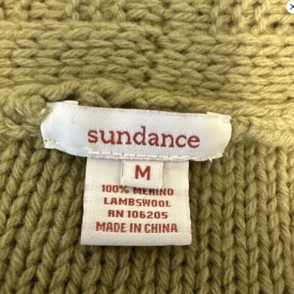 Sundance Women's Cable Knit Wrap Cardigan Sweater M Green 100% Merino Well - Picture 5 of 9